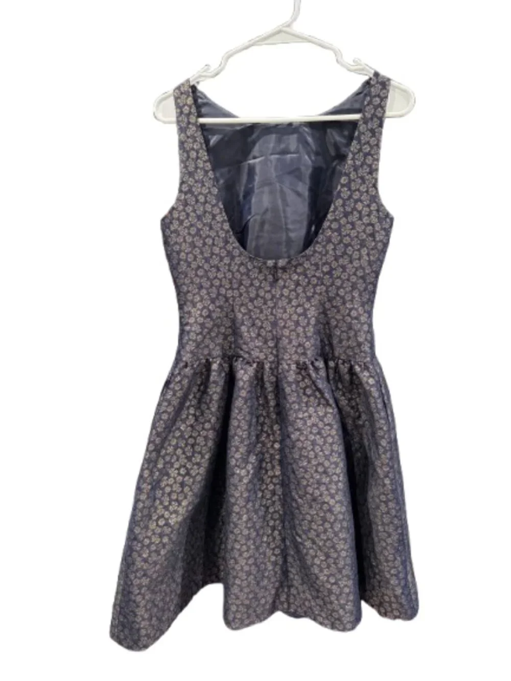J. Crew Navy Metallic Floral Fit-and-Flare Dress